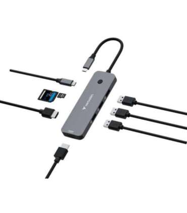 Verbatim 32151 CMH-08 Pro USB-C Multiport Hub, 8-port, HDMI, USB 3.2 Gen 1, MicroSD, SD, Silver