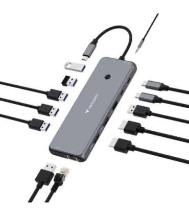 Verbatim 32153 CMH-13 USB-C Multiport Hub, 3.5mm, DisplayPort, HDMI, RJ-45, USB 2.0, USB 3.2 Gen 1