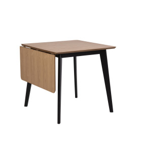 Söögilaud ROXBY, 80/120x80xH76cm, tamm/must, pikendatav, lauaplaat: naturaalse tamme spoon, lakitud, jalad: kummipuu