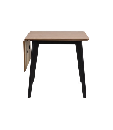 Söögilaud ROXBY, 80/120x80xH76cm, tamm/must, pikendatav, lauaplaat: naturaalse tamme spoon, lakitud, jalad: kummipuu