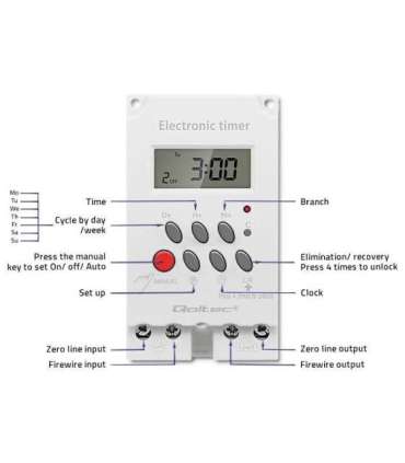 Electronic timer PC0629, DIN rail