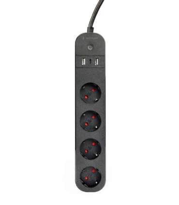 Smart Power Strip Tuya 4xDE 2xUSB-A 1xUSB-C Black