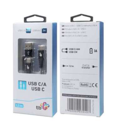 USB A/C - USB C Cable 1,2 m black