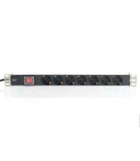 Power strip PDU 19 inches, 1U, 7 sockets, power: 16A, 4000W, aluminum, switch, 2m
