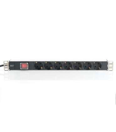 Power strip PDU 19 inches, 1U, 7 sockets, power: 16A, 4000W, aluminum, switch, 2m