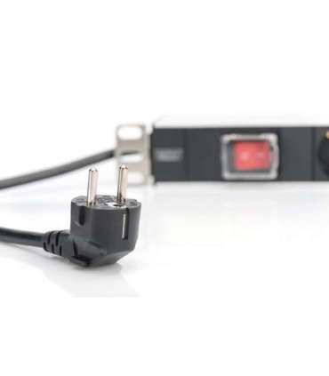 Power strip PDU 19 inches, 1U, 7 sockets, power: 16A, 4000W, aluminum, switch, 2m