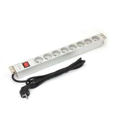 PDU 19 "rack, 8 slots Type E, Schuko plug, 1.8m cable, aluminum switch