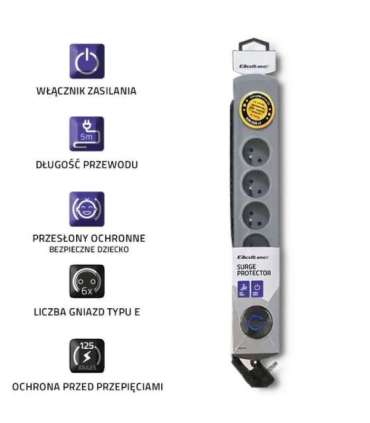 Surge protector 6 sockets, 5m