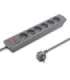 Power strip 6 sockets, 1.8m, Grey