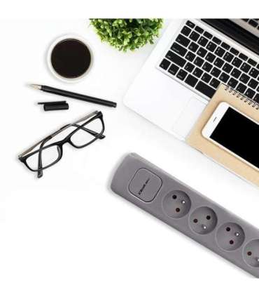 Power strip 6 sockets, 1.8m, Grey