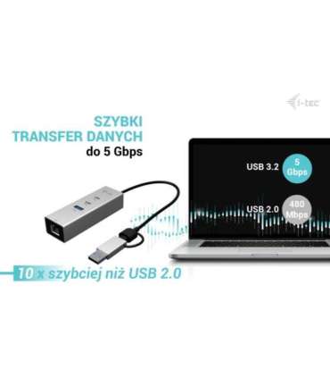 Metal HUB USB-C/USB-A 3 2x USB-C/1x USB-A / 2.5GLAN