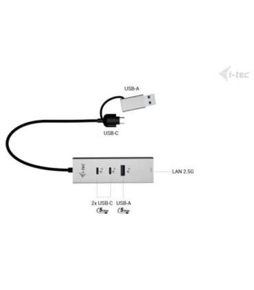 Metal HUB USB-C/USB-A 3 2x USB-C/1x USB-A / 2.5GLAN