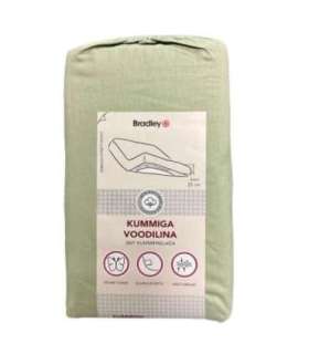 Простыня на резинке Bradley, 90 x 200 x 25 см, упакована в текстильный чехол, пепельно-зеленый