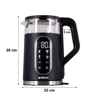 ELDOM C530 NEVO electric kettle 1.7 L 2200 W Black, Transparent