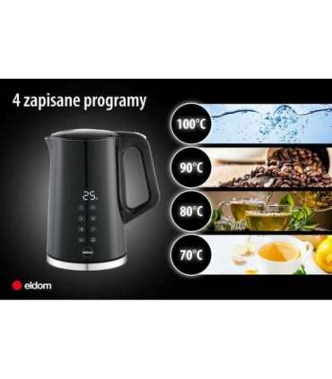 ELDOM C530 NEVO electric kettle 1.7 L 2200 W Black, Transparent