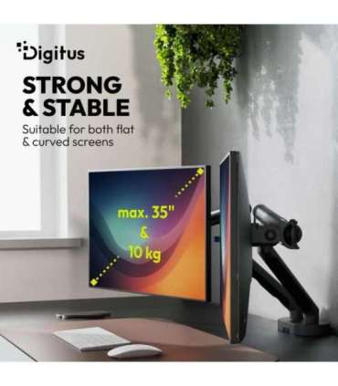 Digitus Desk Mount Tilt, rotation, pivot Dual design monitor mount, 2x 35", 2x 10 kg 35 " Maximum weight