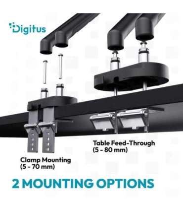 Digitus Desk Mount Tilt, rotation, pivot Dual design monitor mount, 2x 35", 2x 10 kg 35 " Maximum weight