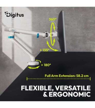Digitus Desk Mount Tilt, rotation, pivot Single design monitor mount 35 " Maximum weight (capacity) 10 kg |
