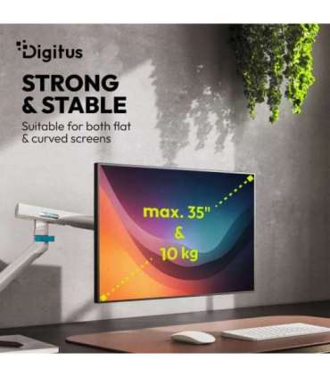 Digitus Desk Mount Tilt, rotation, pivot Single design monitor mount 35 " Maximum weight (capacity) 10 kg |