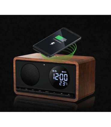 Kellraadio juhtmevaba laadijaga Manta RDI912B, must