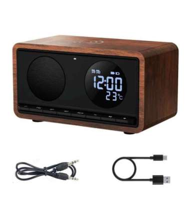 Kellraadio juhtmevaba laadijaga Manta RDI912B, must