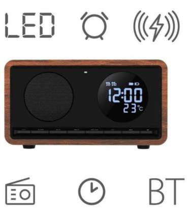 Kellraadio juhtmevaba laadijaga Manta RDI912B, must