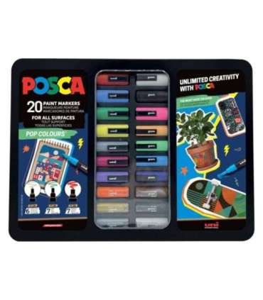 Набор маркеров Uni POSCA “Pop Colours”, 20 шт., в чемоданчике