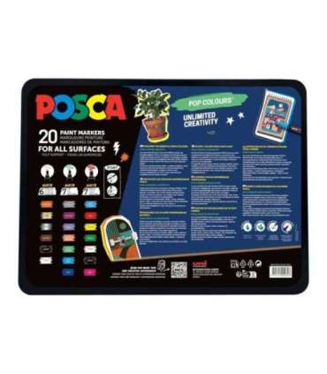 Набор маркеров Uni POSCA “Pop Colours”, 20 шт., в чемоданчике