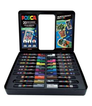 uni POSCA marker Pop Colours komplekt 20 tk metallkarbis