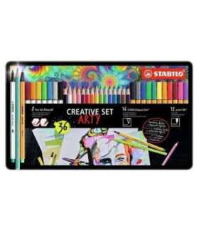 STABILO komplekt ARTY, 36 osa, metallkarbis