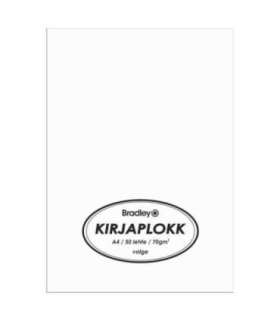 Kirjaplokk a4, 50 lehega valge 70g Bradley, 5 tükki pakis