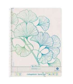 Блокнот на спирали Herlitz GREENline Ginkgo A4/70, с сеткой