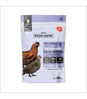 WIEJSKA ZAGRODA Sterilised Chicken with quail - dry cat food - 800g