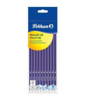 Pelikan harilik pliiats, HB, kustukummiga, 10 tk, blistris