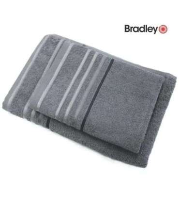 Bradley Полотенце фроте, 70 x 140 см, с полосатой каймой, серое