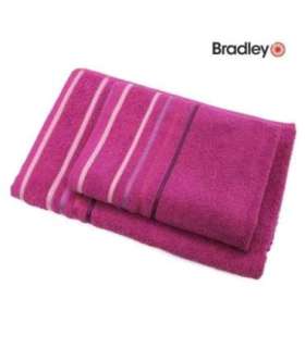 Bradley Полотенце фроте, 70 x 140 см, с полосатой каймой, бордовое