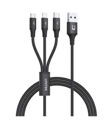 USB-A Cable 3in1 USB-C/ microUSB/ Lightning black C14049BK