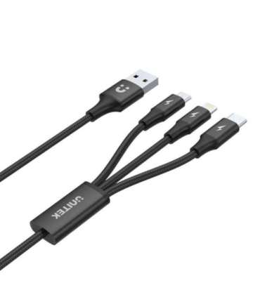 USB-A Cable 3in1 USB-C/ microUSB/ Lightning black C14049BK