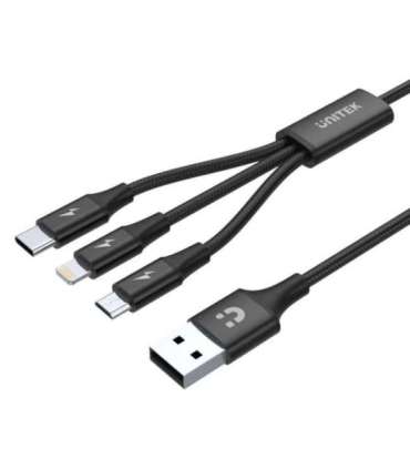 USB-A Cable 3in1 USB-C/ microUSB/ Lightning black C14049BK