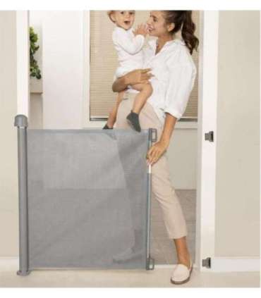 MOMCOZY M21SSAM08 rozsuwana bramka zabezpieczająca dla dzieci 140 cm szara
