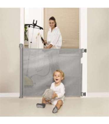 MOMCOZY M21SSAM08 rozsuwana bramka zabezpieczająca dla dzieci 140 cm szara