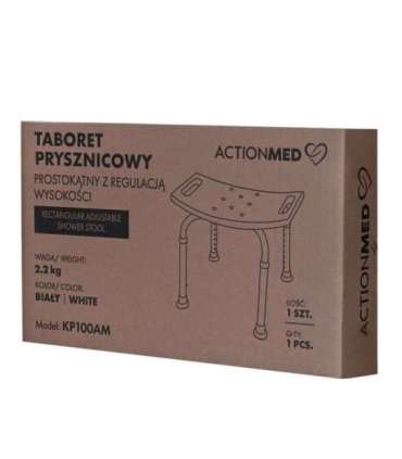 Rectangular shower stool with height adjustment