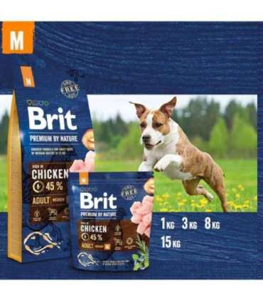 Minimální trvanlivost do 15.8. 2026 Brit Premium by Nature Adult M 8 kg