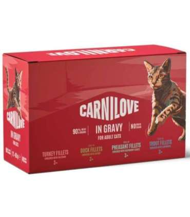 CARNILOVE CAT POUCH GRAVY MULTIPACK 12X85g