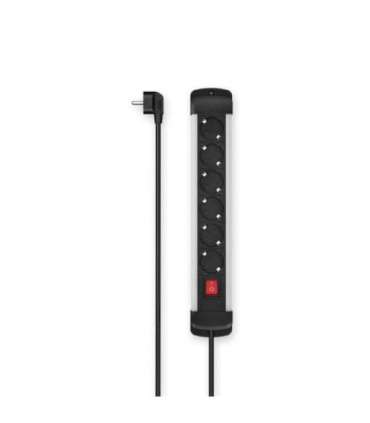 Extensioncord Hama 6-Way, Switch, Wall Mounting, 3 m, alu
