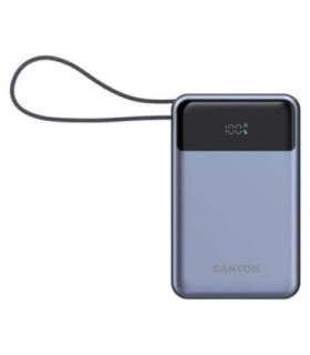 Power bank Canyon 20000mAh 65W LCD, built in cable, Dark Grey