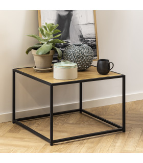 Diivanilaud SEAFORD 60x60xH40cm, lamineeritud kattega mööbliplaat, värvus: tamm, raam: metall, must
