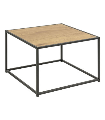 Журнальный столик SEAFORD, 60x60xH40см, дуб 3, цветной металл, шероховатая с порошковым покрытием, черный матовый