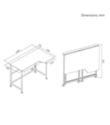 Folding desk, mobile MC-1250 L/B