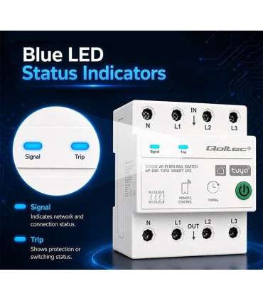 Three phase 63A relay for DIN rail 3P+N Timer
